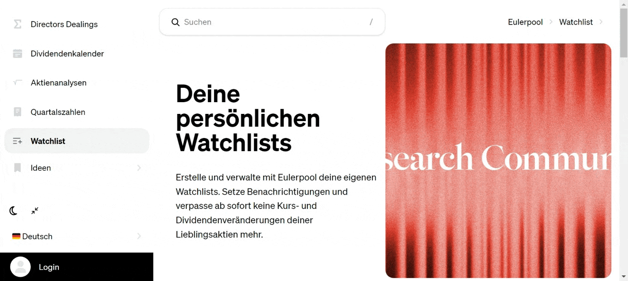 Abbildung 8 Demo Eulerpool Watchlist